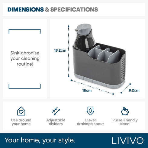 Sink Caddy with Soap Dispenser - Black